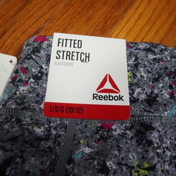 REEBOK Girls Youth 10/12 Athletic Gym Workout Leggings Pants Gray Pink - Picture 3 of 7